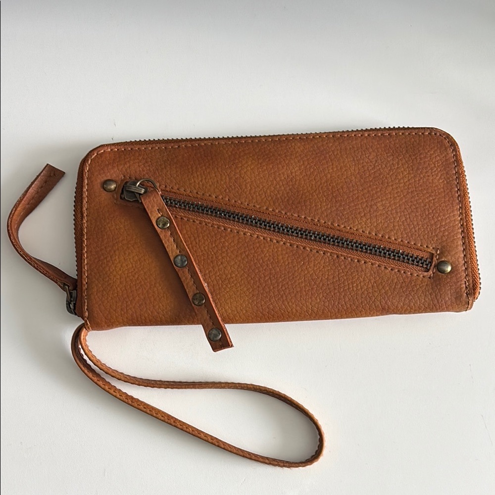 Free People Copper Leather Wristlet